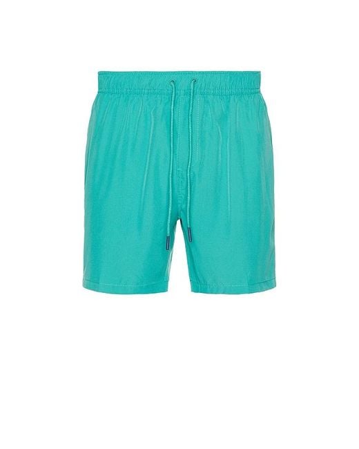 Vintage Summer Blue Performance Stretch Lined Volley Swim Short for men