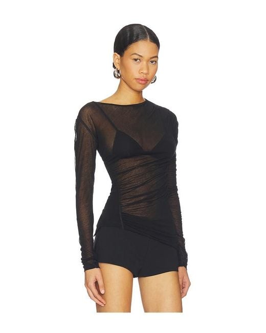 Helmut Lang Black Seamed Wind Top