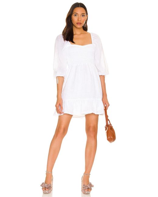 Faithfull The Brand Linen Romina Mini Dress in White | Lyst