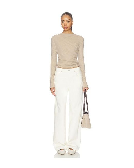 Enza Costa Natural Jersey Long Sleeve Crew Top