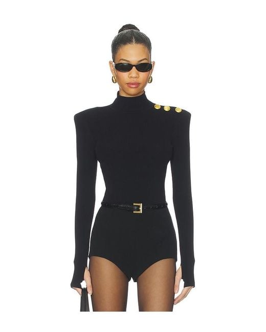 L'Agence Black 'Agence Jennis Mockneck Knit Bodysuit