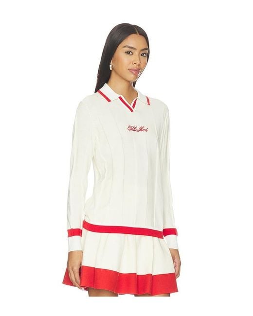 Khalhon White V-Tipped Varsity Knit Pullover
