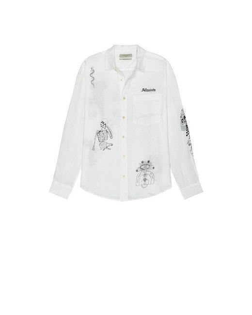 AllSaints White Terror Long Sleeve Shirt for men
