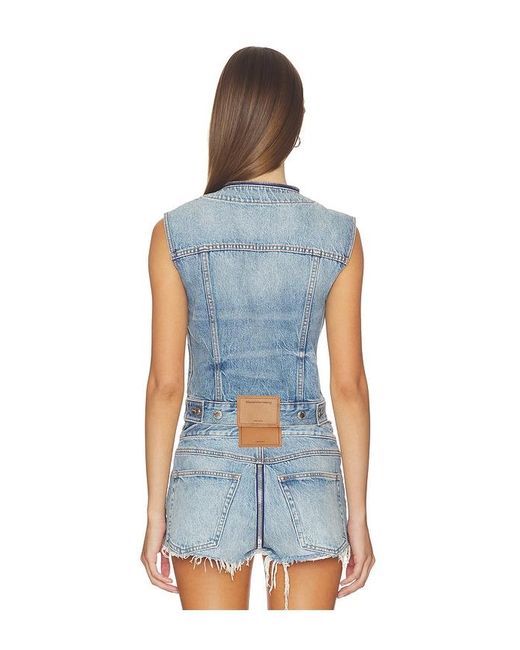 Alexander Wang Blue Dipped V Trucker Vest