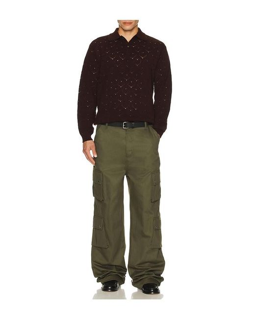 vowels Brown Eyelet Polo for men