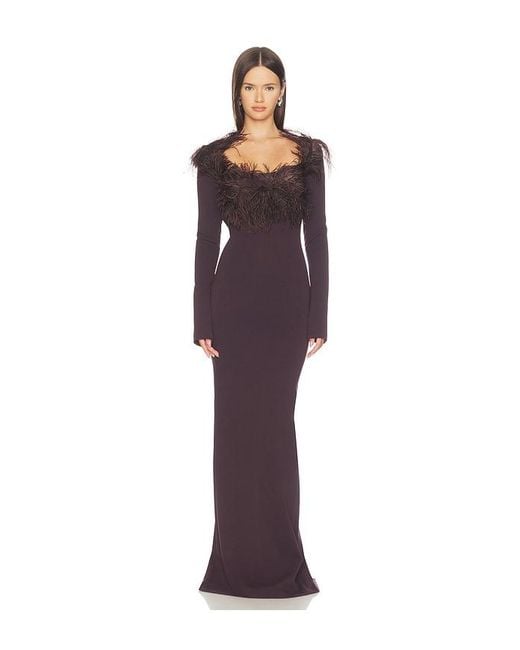 The Attico Purple Long Feather Gown