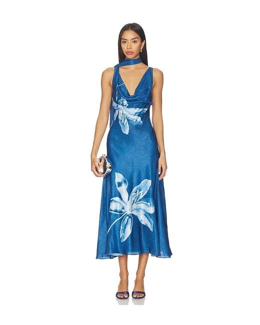 AMUR Sorelle Midi Dress in Blue | Lyst AMUR Sorelle Midi Dress in Blue | Lyst