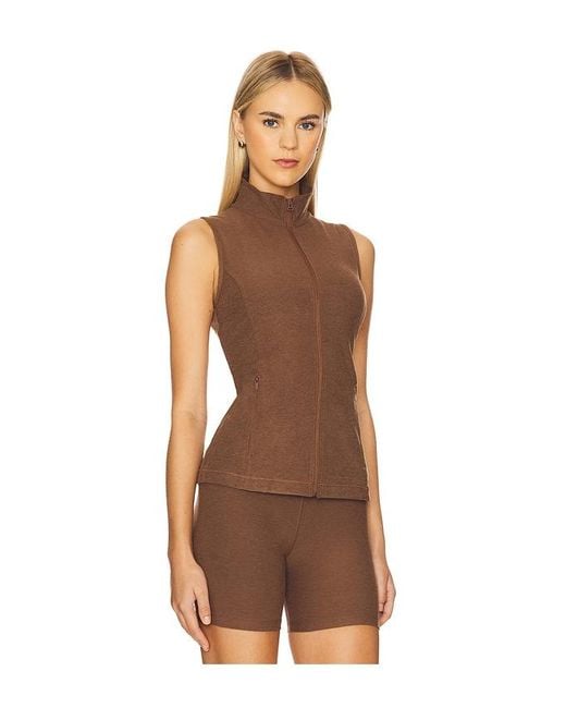 Beyond Yoga Brown Venice Zip Front Vest