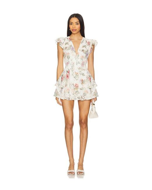 Alice + Olivia White Kessie Ruffle Romper