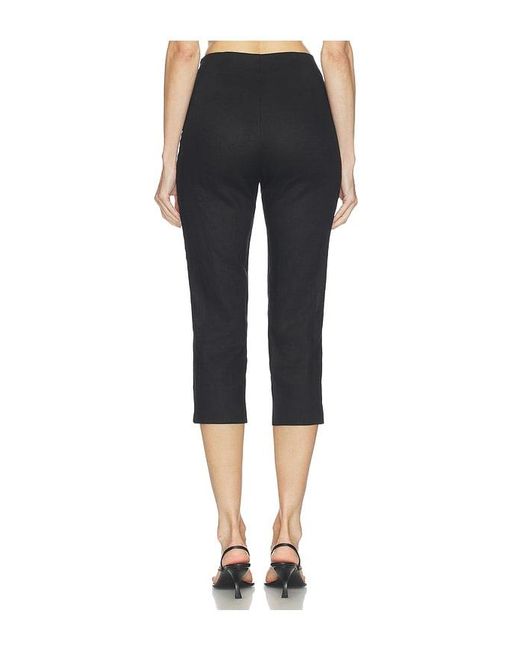 AEXAE Black Linen Capri Pant
