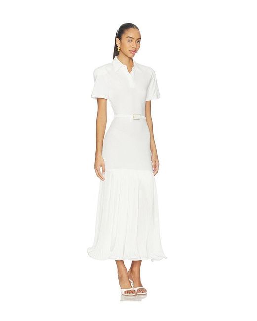 ROWEN ROSE White Polo Dress With Pleated Skirt