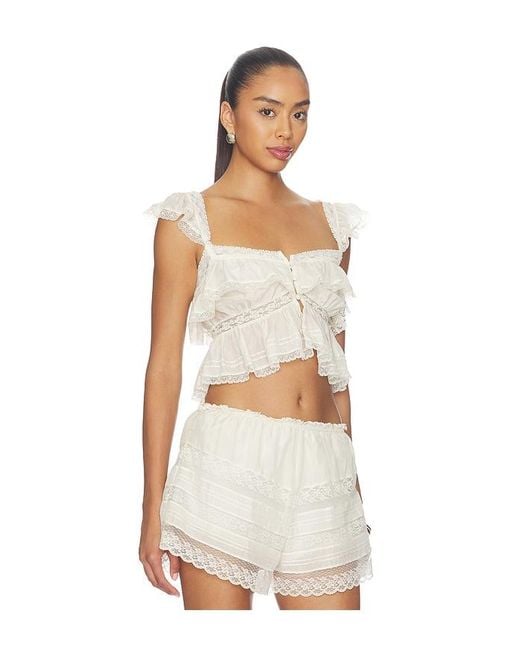 LoveShackFancy White Linata Top