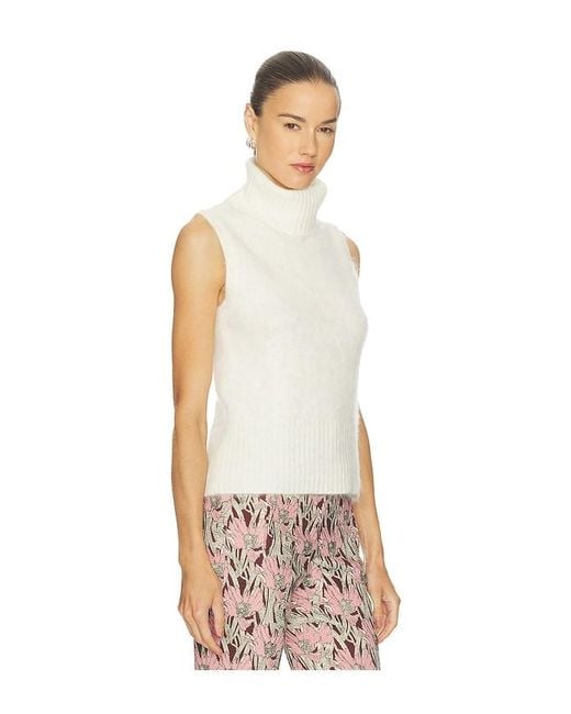 Veronica Beard White Mazzy Brushed Cashmere Shell