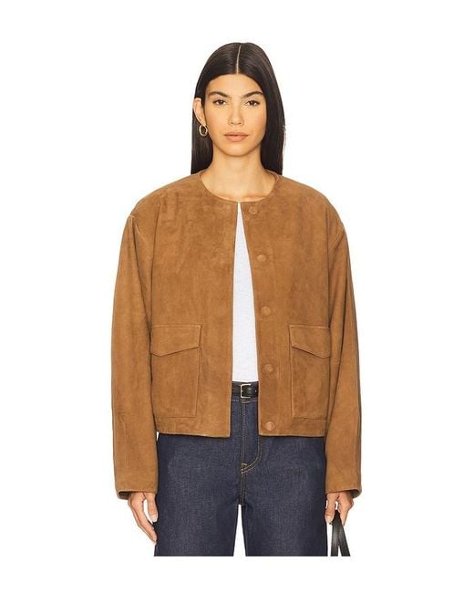 St. Agni Blue Suede Utility Cocoon Bomber