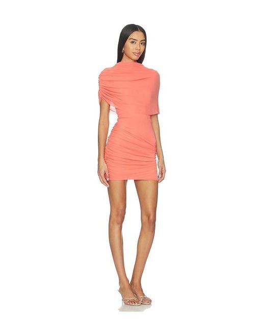 Line & Dot Red Soller Draped Mini Dress