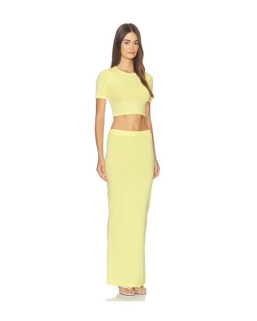 ALL THE WAYS Yellow Keeva Knit Maxi Skirt Set