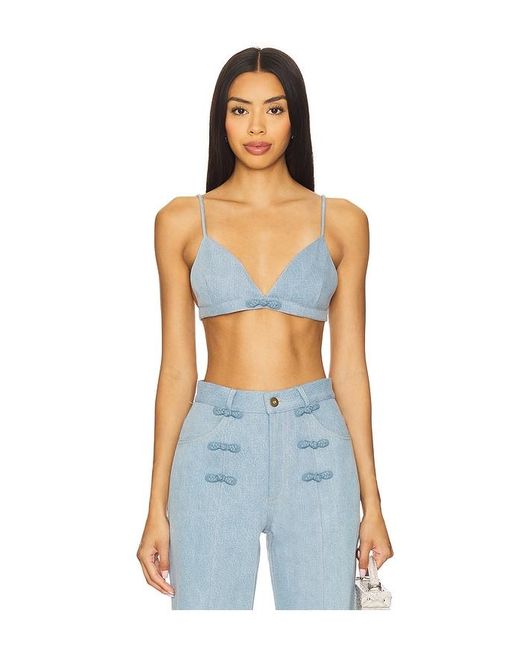 SAU LEE Blue Cleo Denim Bralette