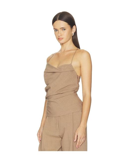 The Sei Natural Asymmetrical Cowl Top