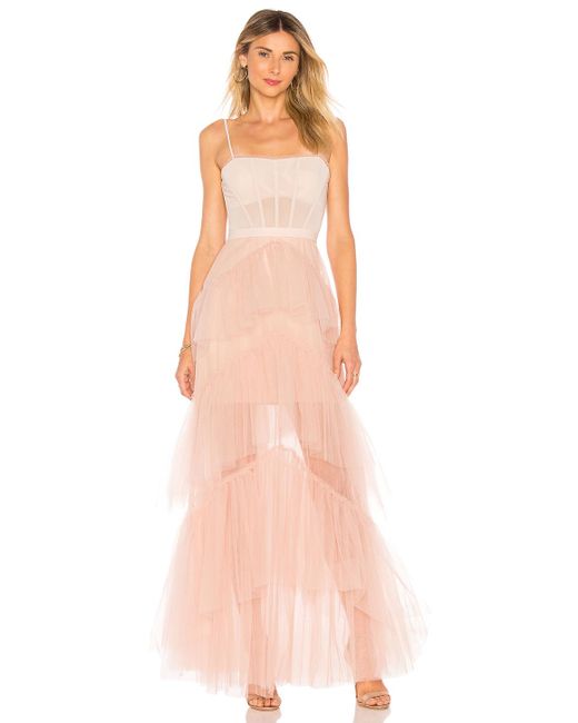 BCBGMAXAZRIA Oly Long Tulle Gown In Bare Pink Lyst