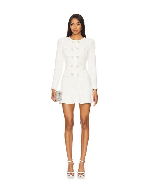 Self-Portrait White Buttoned Knit Mini Dress
