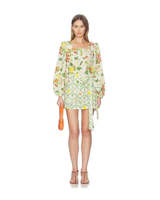 VERANDAH Yellow Wrap Mini Skirt