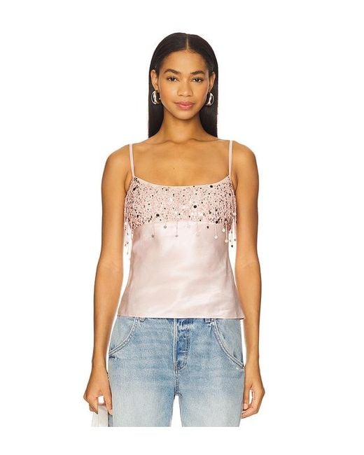Asta Resort Blue Von Hand Mit Perlen Verziertes Tanktop Yasmin