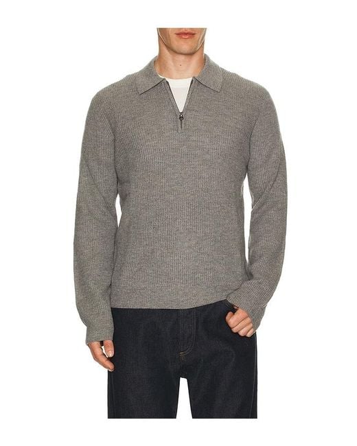 Rails Gray Monty Quarter Zip Polo for men