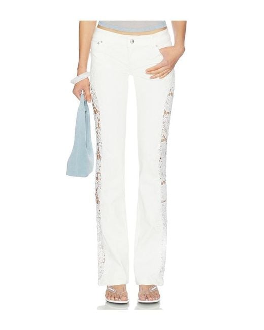 Jaded London White Cooper Jeans With Lace Applique