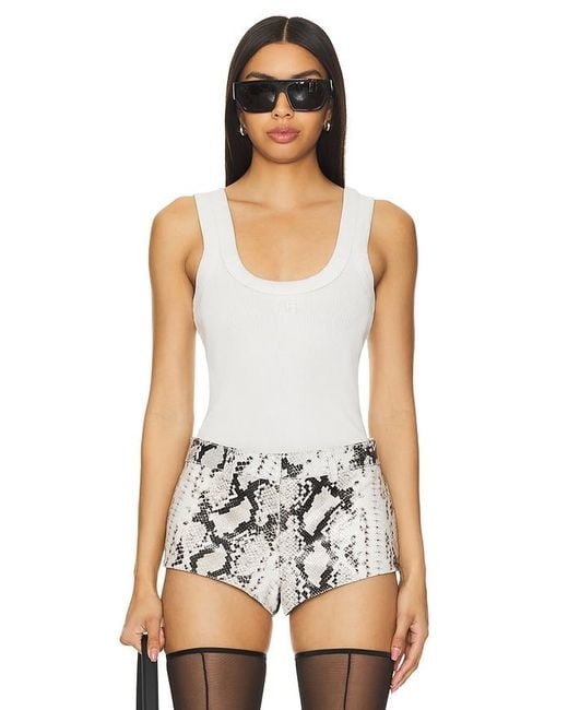 Alexander Wang Tank Top With Embossed Logo Washed Smoked White