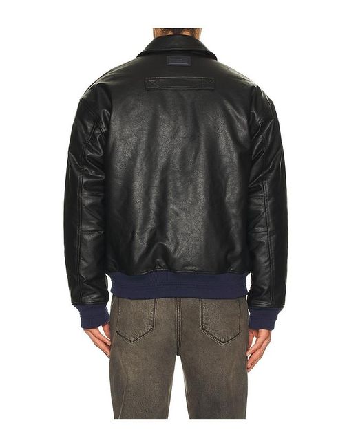 Scotch & Soda Black Faux Leather Puffer Jacket for men