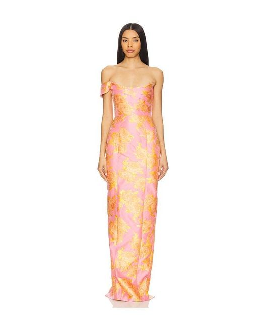 SAU LEE Orange Abendkleid Jackson