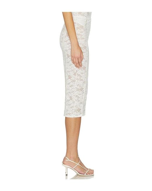 Fleur du Mal White Le Stretch Lace Pencil Skirt