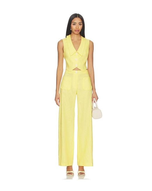 Matthew Bruch Yellow Pleated Barrel Button Pocket Pant