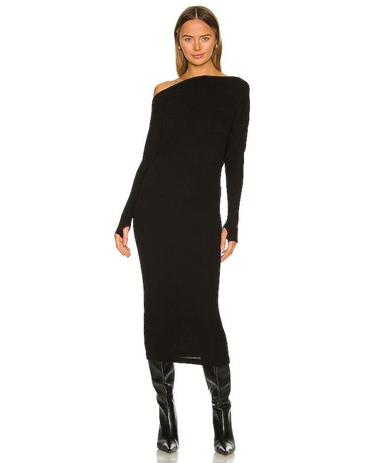 Enza Costa Black Sweater Knit Slouch Dress