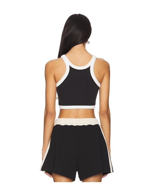Araminta James Black Monogram Cropped Tank