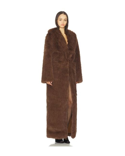 Lovers + Friends Brown Vincent Faux Fur Coat