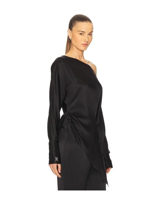 Kiki de Montparnasse Black Off Shoulder Monogram Silk Top