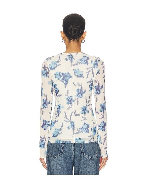 Rag & Bone Blue Yana Printed Mesh Long Sleeve Tee