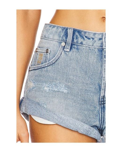 One Teaspoon Blue Messed Up Bandits Low Waist Denim Short