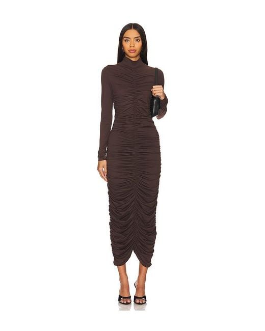 Susana Monaco Multicolor Mock Gathered Long Sleeve Dress