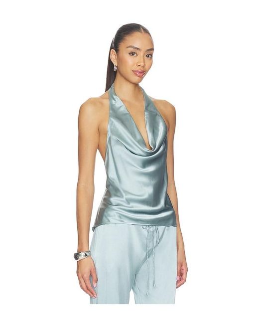 EB DENIM Blue Cassia Halter Tank Top