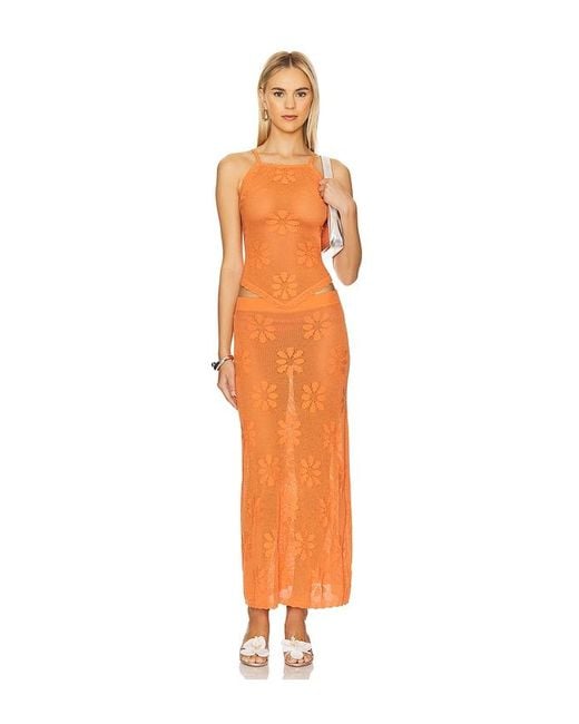 Asta Resort Orange Bruna Crochet Skirt