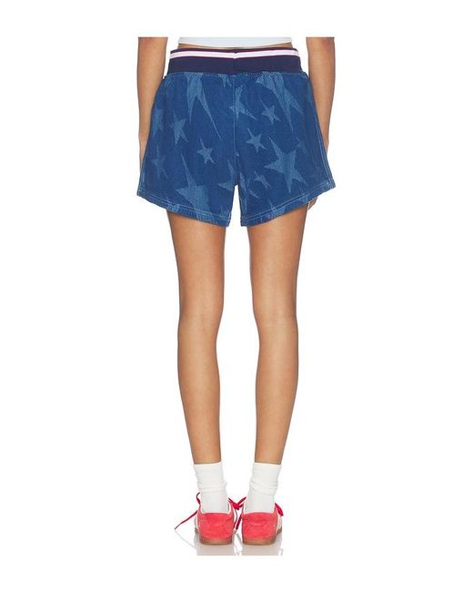 Adidas Originals Blue Denim Graphic Varsity Shorts