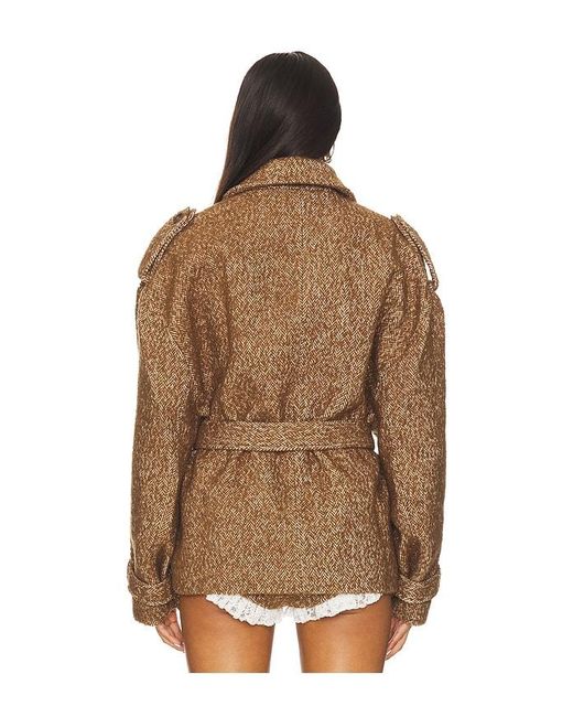 YUHAN WANG Brown Herringbone Coat