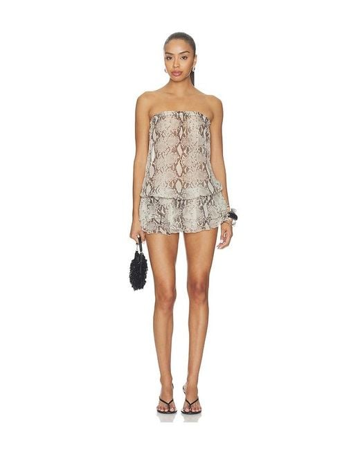 Indah Natural Izzy Printed Drop Waist Mini Dress