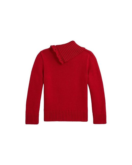 Polo Ralph Lauren Red Long Sleeve Intarsia Dog Turtleneck Sweater