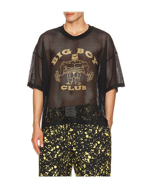 Y,IWO Black Big Boy Club Mesh Tee for men