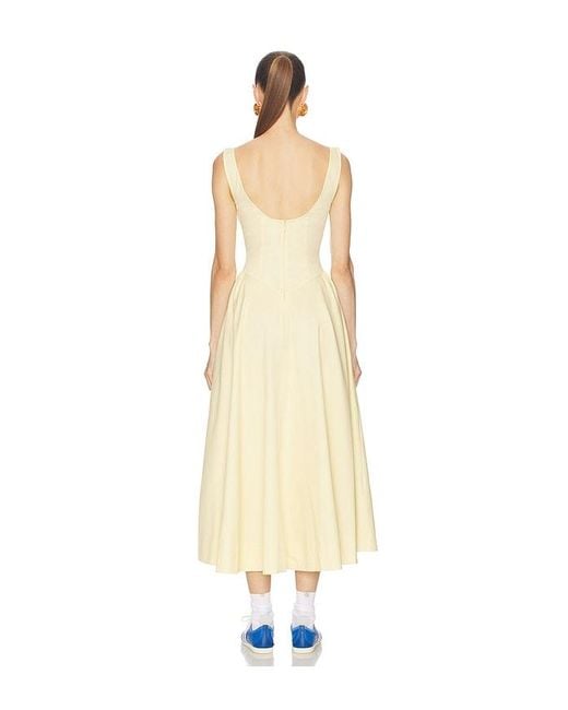 Helsa White Stretch Cotton Sateen Midi Dress