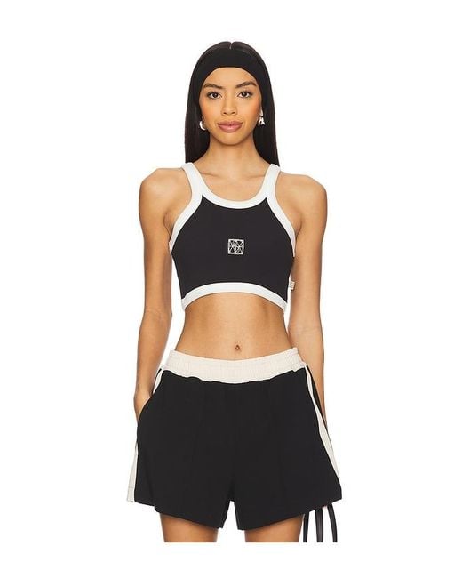 Araminta James Black Monogram Cropped Tank