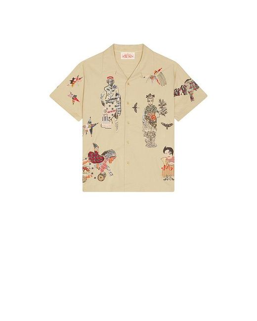 Samuel Zelig Natural Collage Camp Shirt for men
